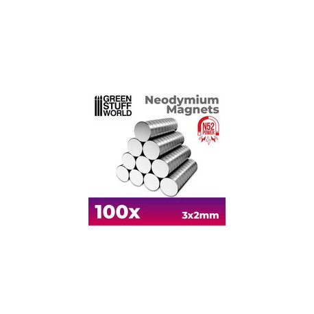 Neodymium Magnets 3x2mm - 100 Units (N52)