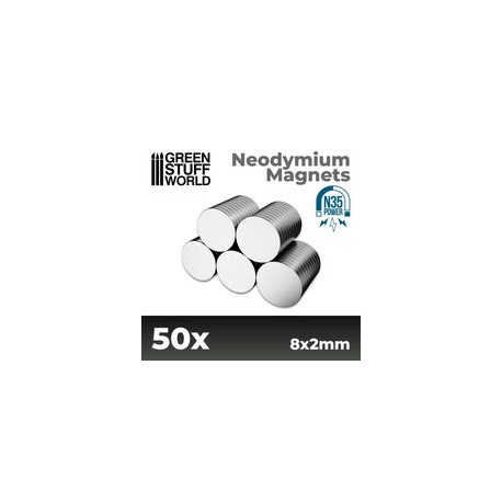 Neodymium Magnets 8x2mm - 50 Units (N35)