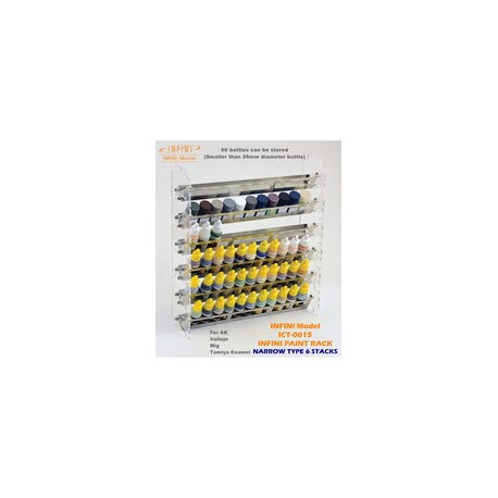 Paint Rack Narrow 6 stacks (for Tamiya / Vallejo / Mig and AK)